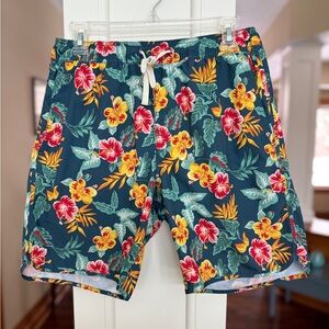Fair Harbor Men's Size Small Swim Shorts Trunks - Blue Tropical Print.